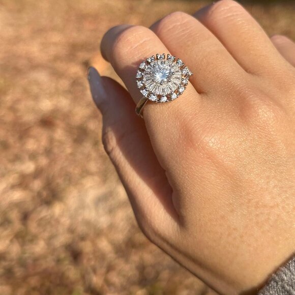 Gold Plated Silver Fidget Ring for Anxiety Women Size Adjustable Sunflower - Picture 3 of 6